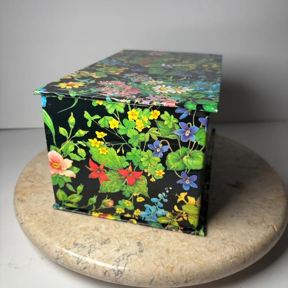 Vintage Floral Botanical 4 Drawer Jewelry Chest Organizer Boho Retro Cottage